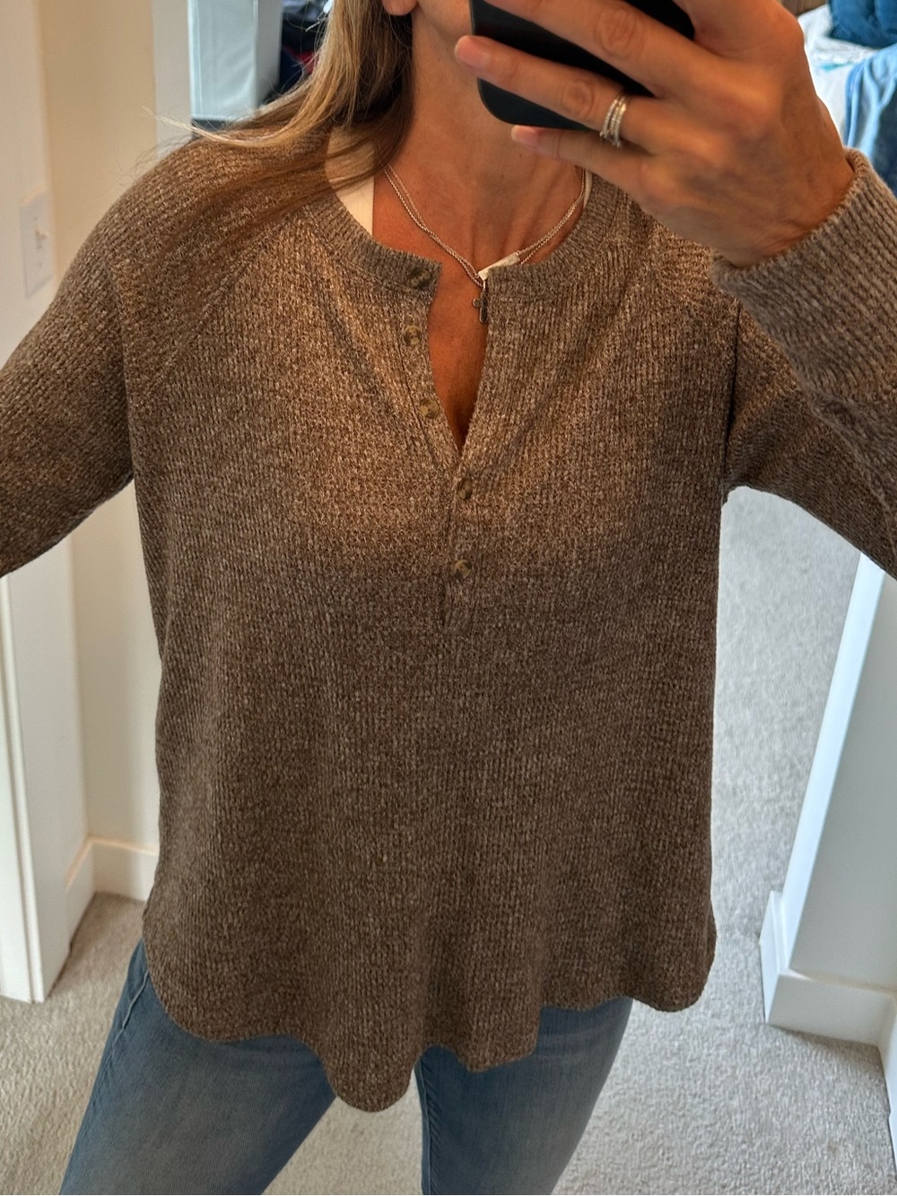 American Eagle Soft Knit Henley Long-Sleeve Top - Picture 2 of 7